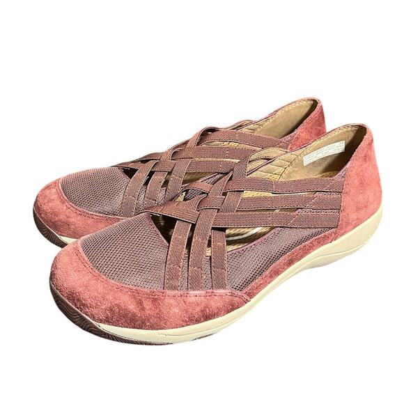 Dansko Hilde Shoes Womens EU 38‎ US 7.5-8 Burgundy Suede Slip On Elastic Strappy - Picture 1 of 8